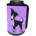 3dRose Janna Salak Designs Dogs - Cute Grey Blue Italian Greyhound Purple with Pawprints - Can Cooler Bottle Wrap (cc_25366)