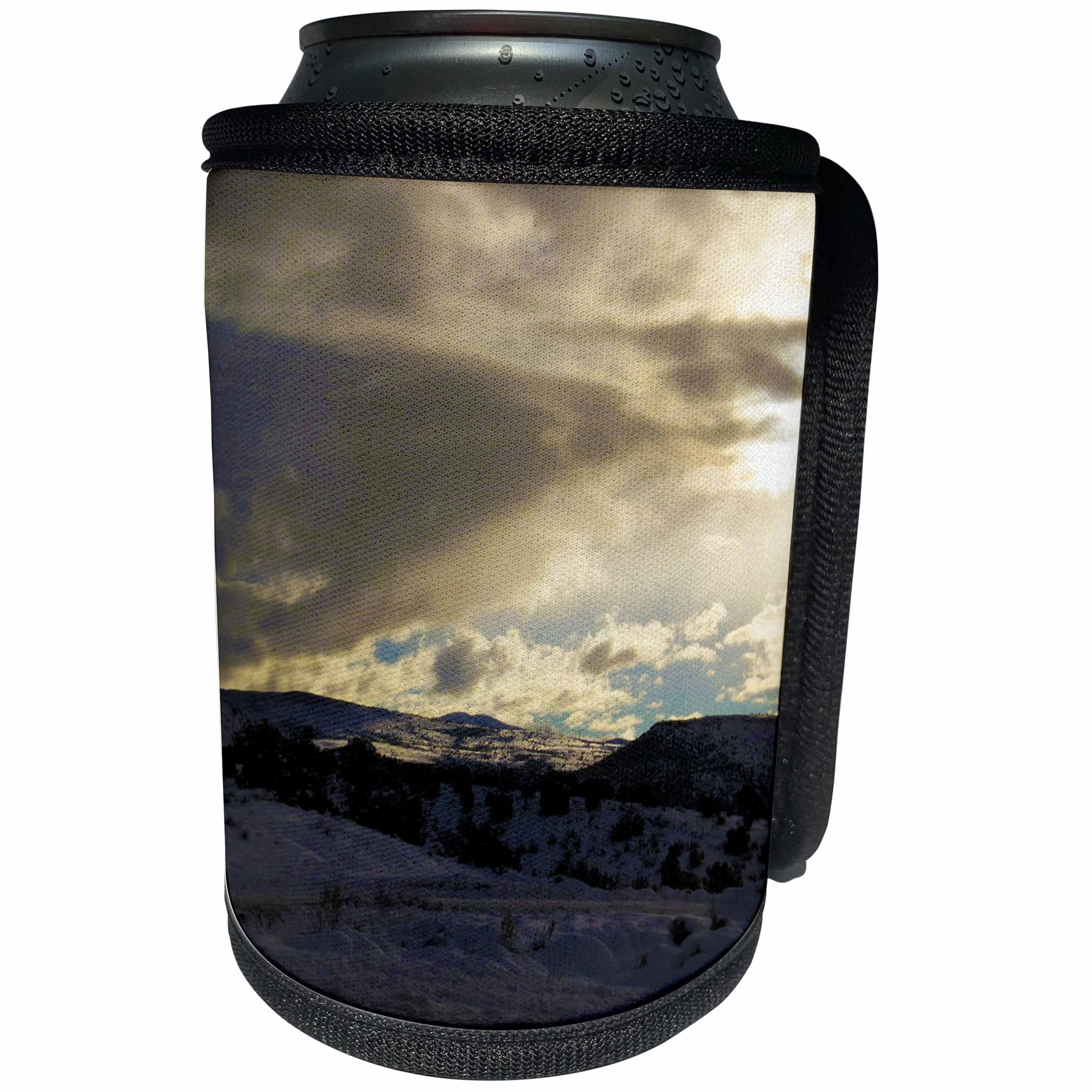 3dRose Jos Fauxtographee- Pine Valley Winter - A winter day in Pine Valley with snow on ground and rays of sun - Can Cooler Bottle Wrap (cc_253667)