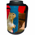 3dRose Jos Fauxtographee- Squirrel with Red Cup - A cute squirrel standing up to a persons red solo cup - Can Cooler Bottle Wrap (cc_253669)