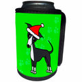 3dRose Janna Salak Designs Dogs - Cute Grey Blue Italian Greyhound Green with Santa Hat - Can Cooler Bottle Wrap (cc_25368)