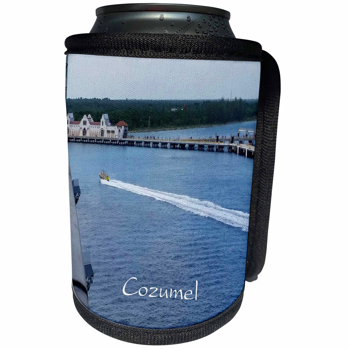 3dRose Florene Cruise Ships Sites - Image of Entering Cozumel Mexico Port - Can Cooler Bottle Wrap (cc_253687)
