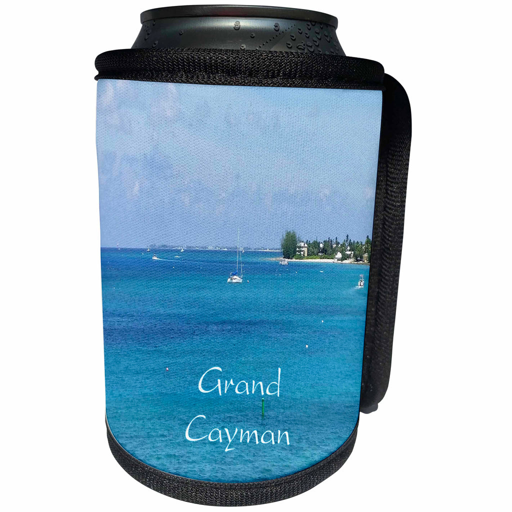 3dRose Florene Cruise Ships Sites - Image of Georgetown Grand Cayman Harbor With Boats - Can Cooler Bottle Wrap (cc_253692)