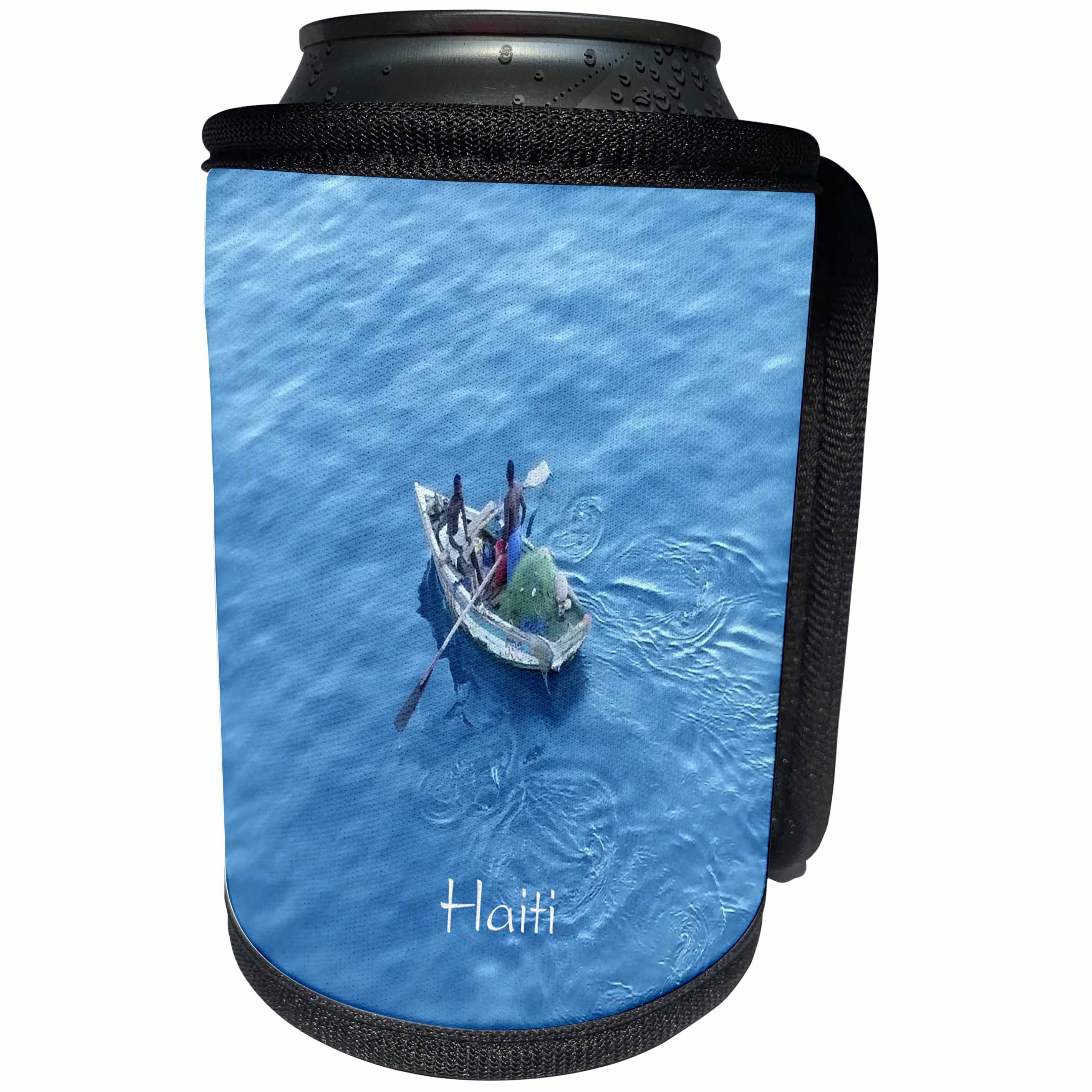 3dRose Florene Cruise Ships Sites - Image of Haitian Fisherman Near Cruise Ship - Can Cooler Bottle Wrap (cc_253695)