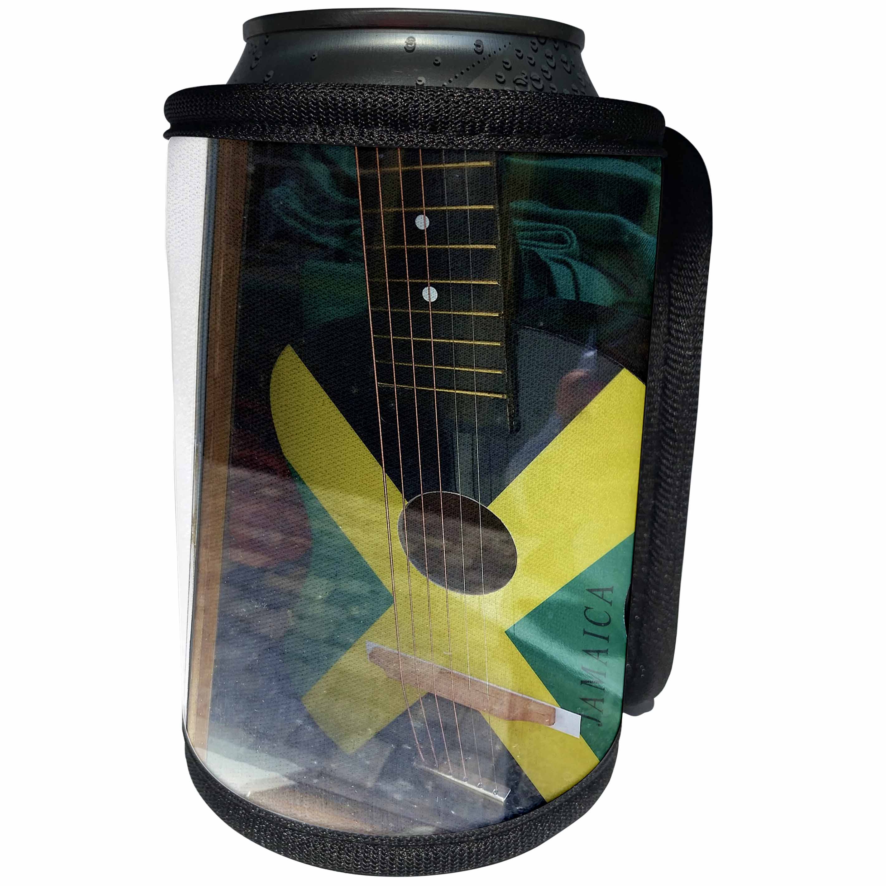3dRose Florene Cruise Ships Sites - Image Of Jamaican Guitar Painted In Flag Colors - Can Cooler Bottle Wrap (cc_253699)