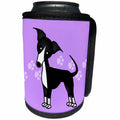 3dRose Janna Salak Designs Dogs - Cute Black Italian Greyhound Purple with Pawprints - Can Cooler Bottle Wrap (cc_25370)
