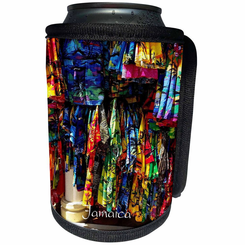 3dRose Florene Cruise Ships Sites - Image Of Jamaican Hand Woven Clothing - Can Cooler Bottle Wrap (cc_253701)