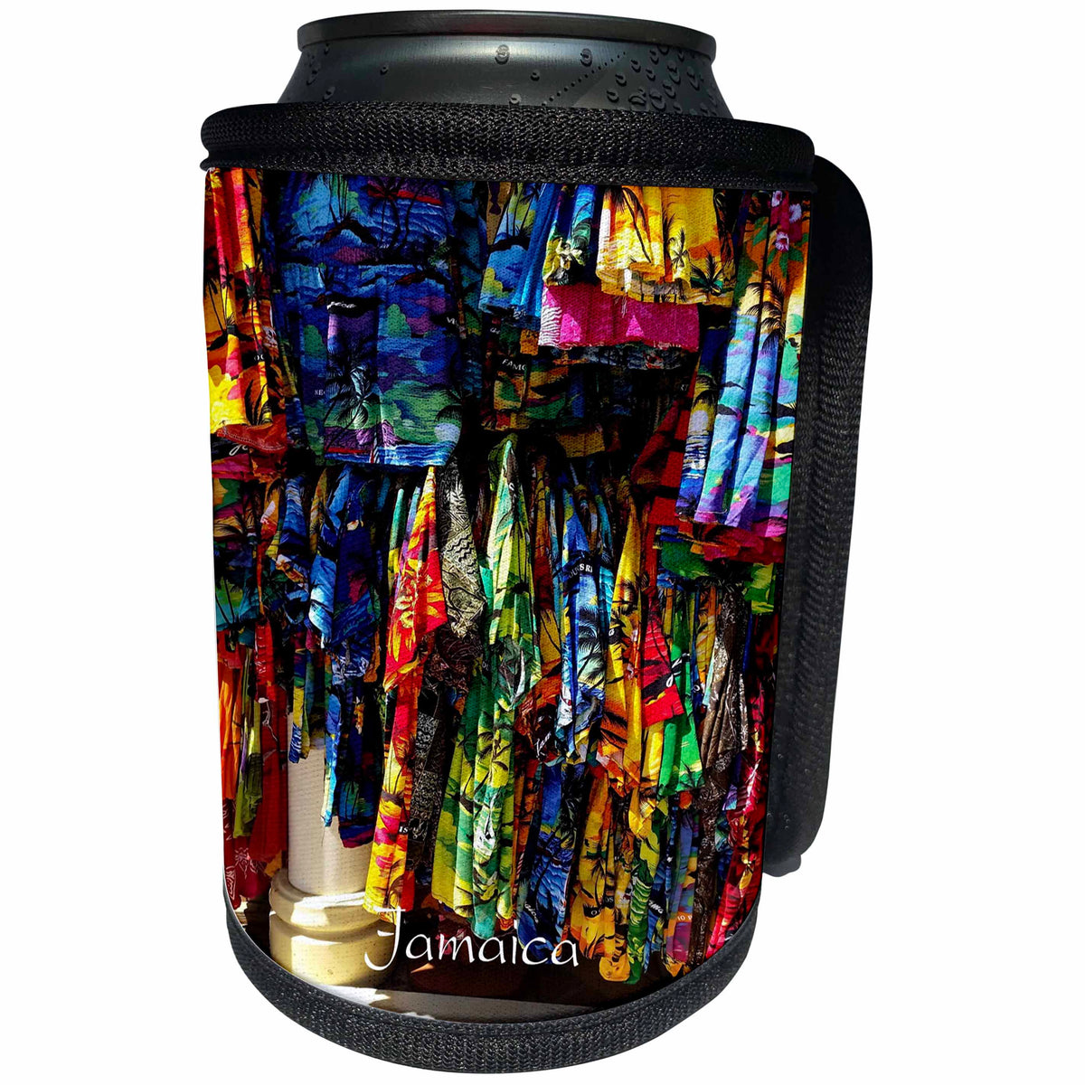 3dRose Florene Cruise Ships Sites - Image Of Jamaican Hand Woven Clothing - Can Cooler Bottle Wrap (cc_253701)