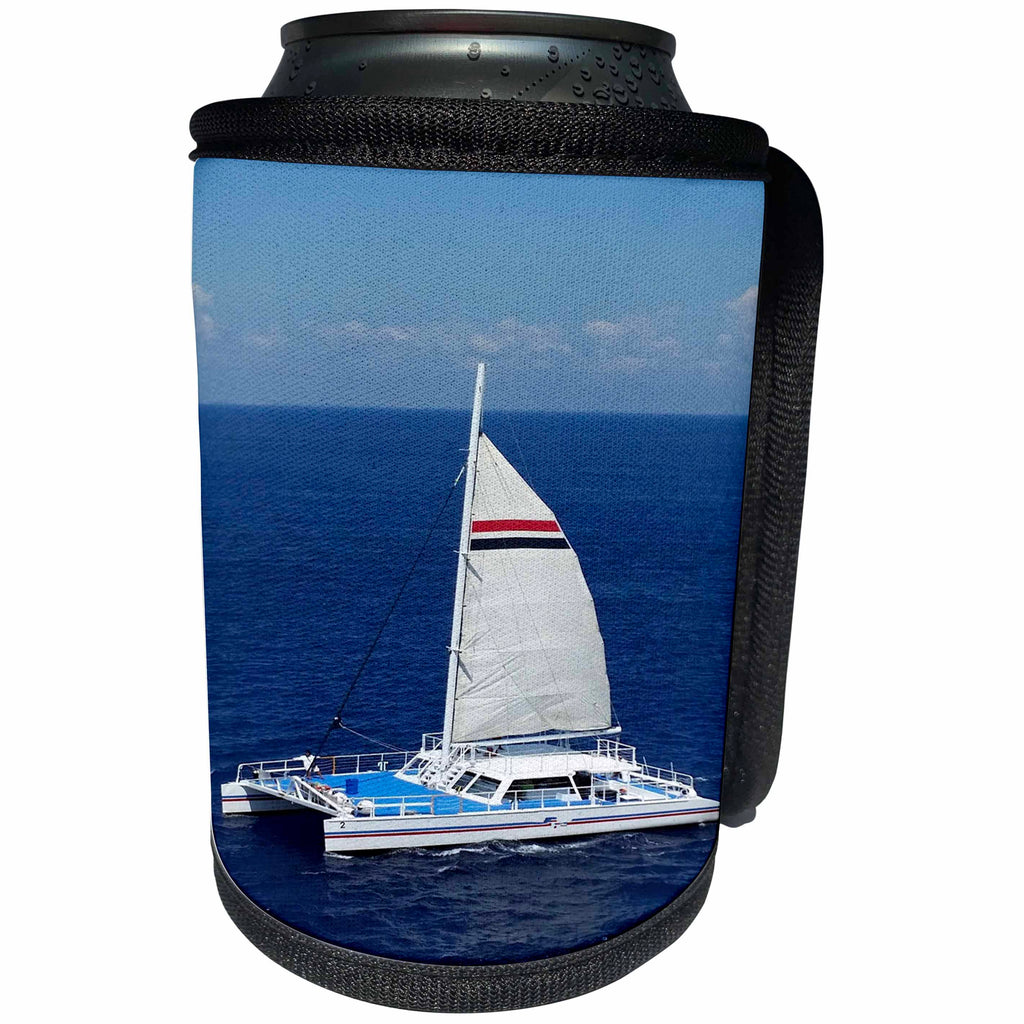 3dRose Florene Cruise Ships Sites - Image Of Catamaran Sailboat Near Cozumel - Can Cooler Bottle Wrap (cc_253705)