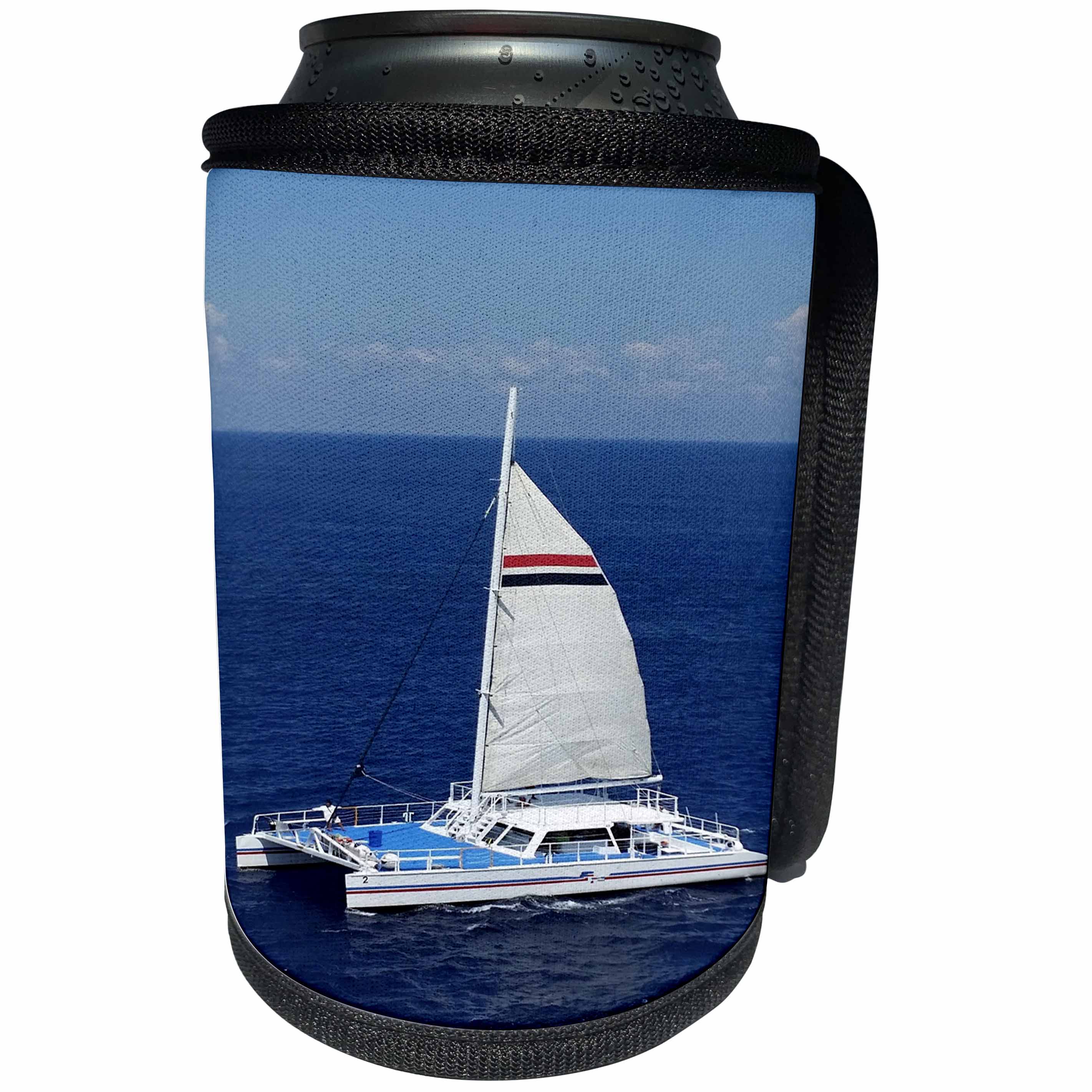 3dRose Florene Cruise Ships Sites - Image Of Catamaran Sailboat Near Cozumel - Can Cooler Bottle Wrap (cc_253705)