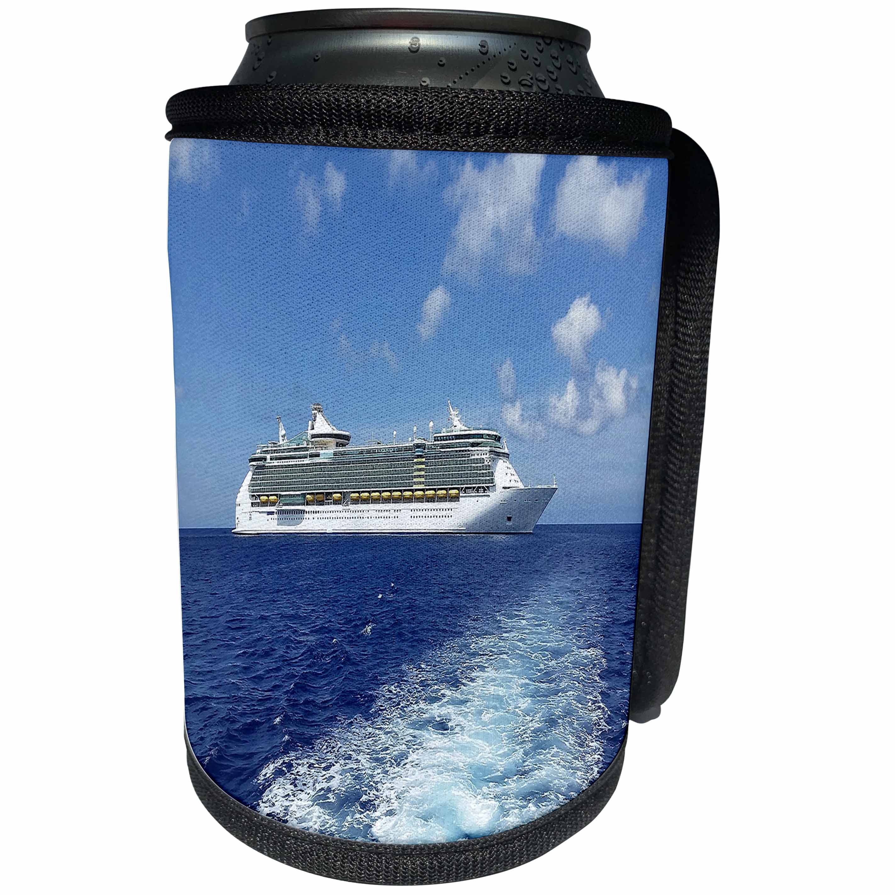 3dRose Florene Cruise Ships Sites - Image Of View of Cruise Ship From Tender Grand Cayman - Can Cooler Bottle Wrap (cc_253706)