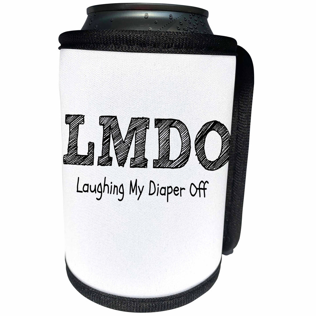 3dRose BrooklynMeme Funny Sayings - LMDO Laughing my diaper off - Can Cooler Bottle Wrap (cc_253707)