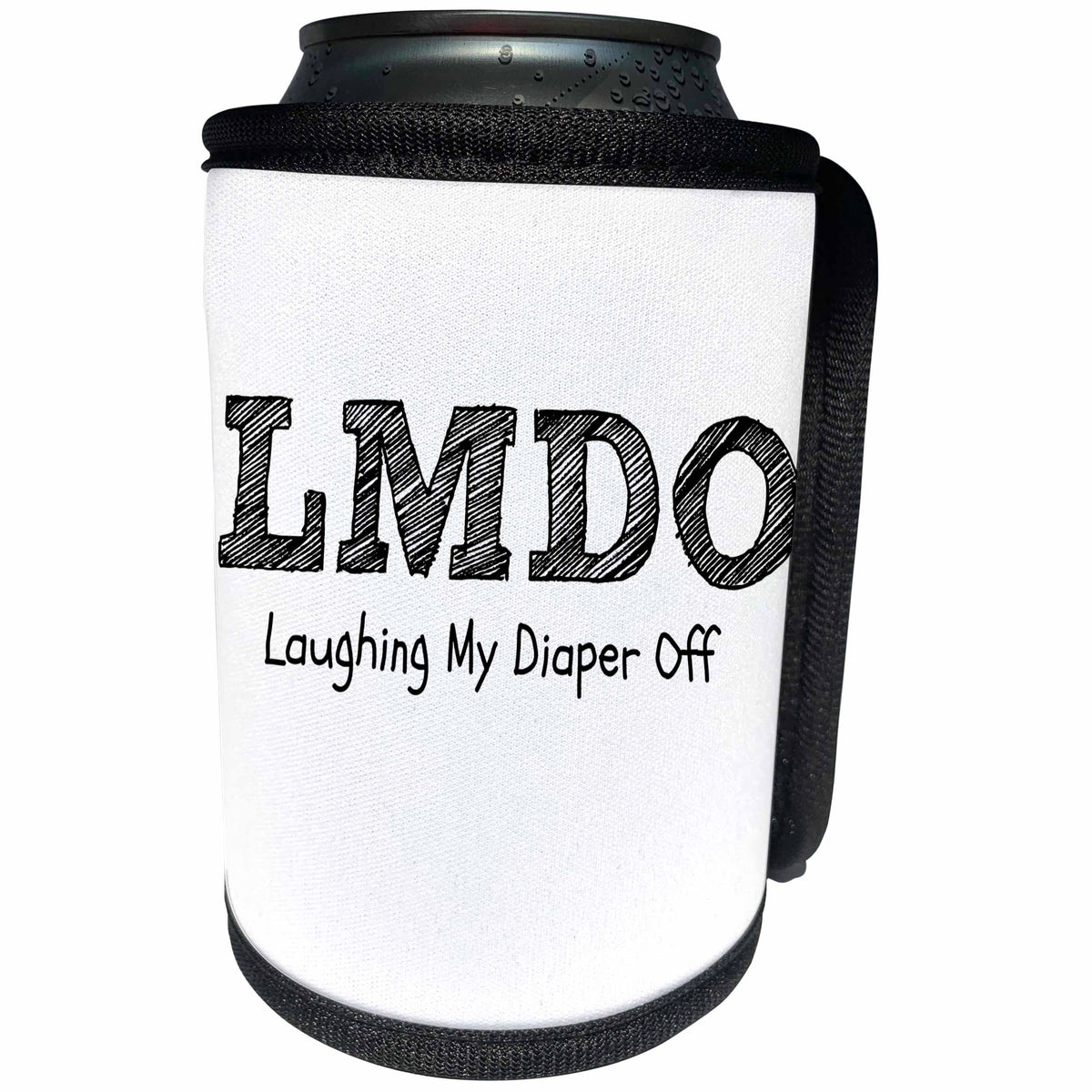 3dRose BrooklynMeme Funny Sayings - LMDO Laughing my diaper off - Can Cooler Bottle Wrap (cc_253707)