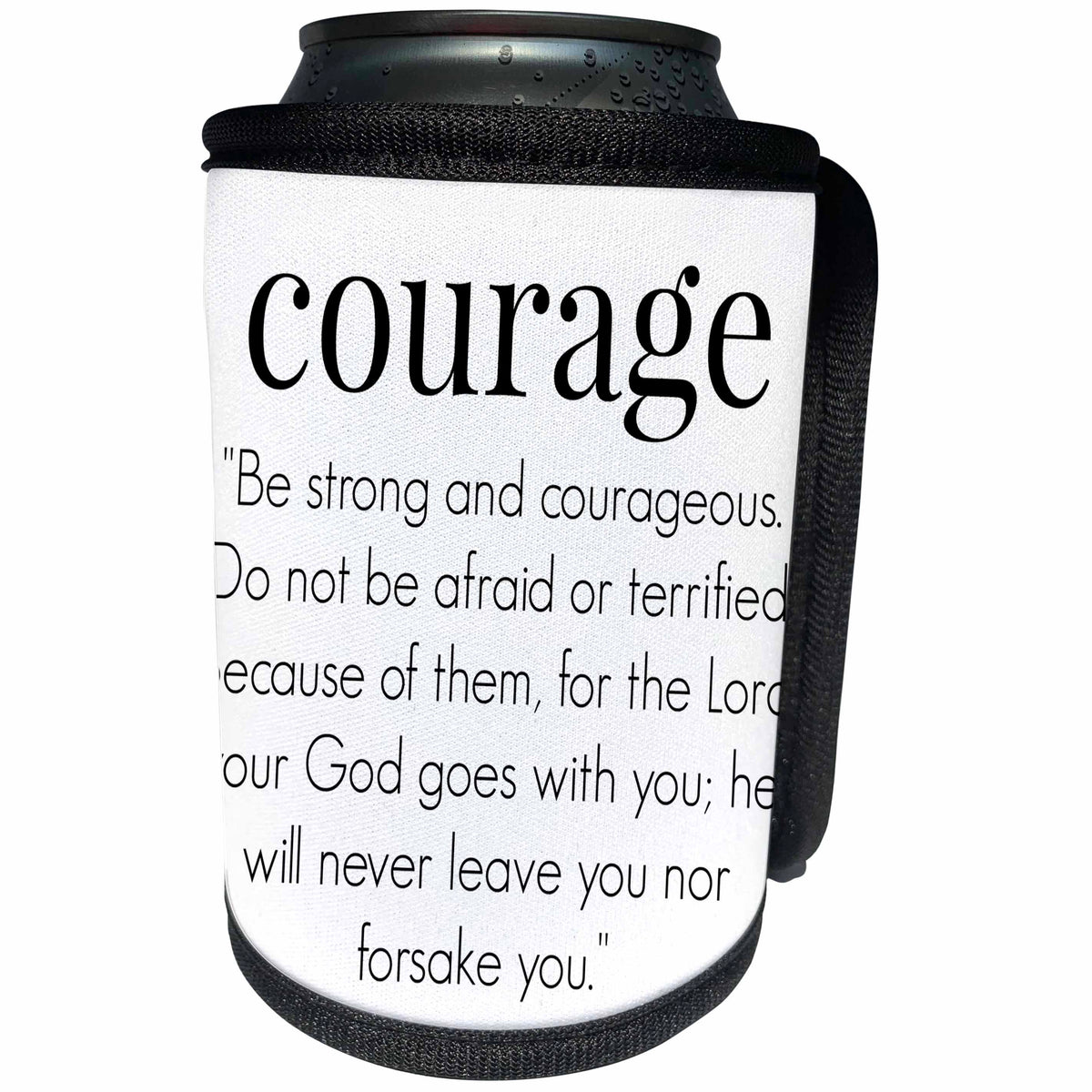 3dRose BrooklynMeme Sayings - Courage. Be strong and courageous - Can Cooler Bottle Wrap (cc_253709)