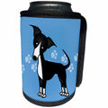 3dRose Janna Salak Designs Dogs - Cute Black Italian Greyhound Blue with Pawprints - Can Cooler Bottle Wrap (cc_25371)