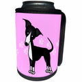 3dRose Janna Salak Designs Dogs - Cute Black Italian Greyhound Pink with Pawprints - Can Cooler Bottle Wrap (cc_25372)