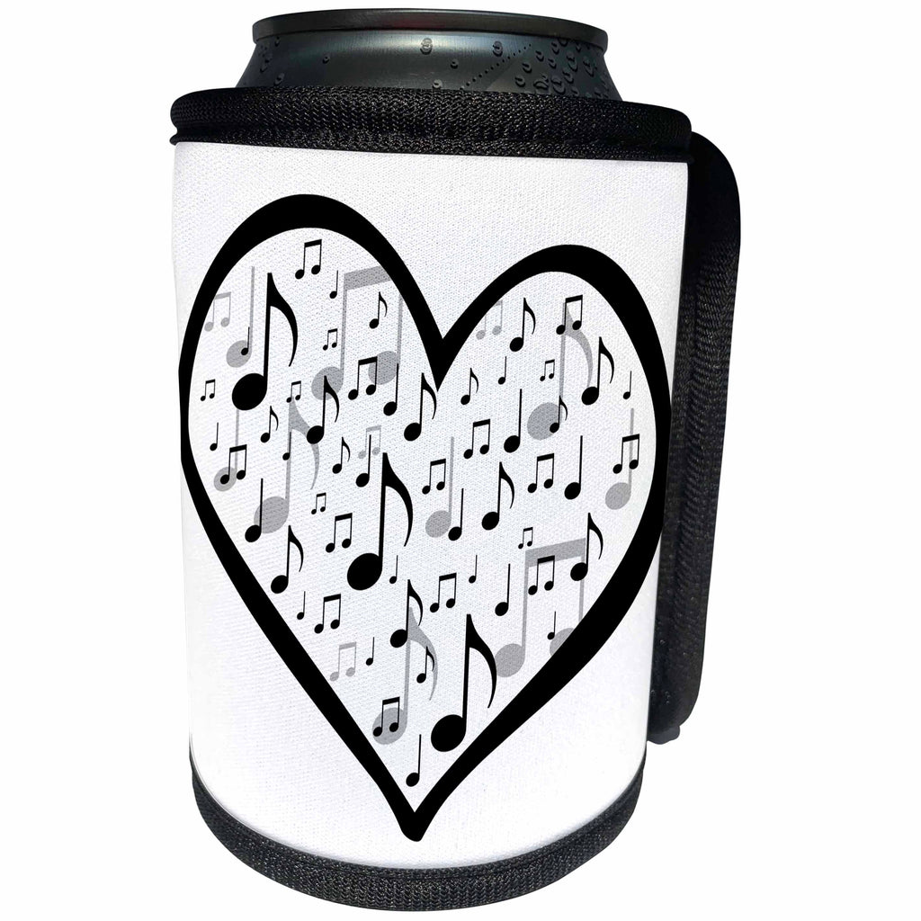3dRose BrooklynMeme Designs - Heart with music notes inside - Can Cooler Bottle Wrap (cc_253734)