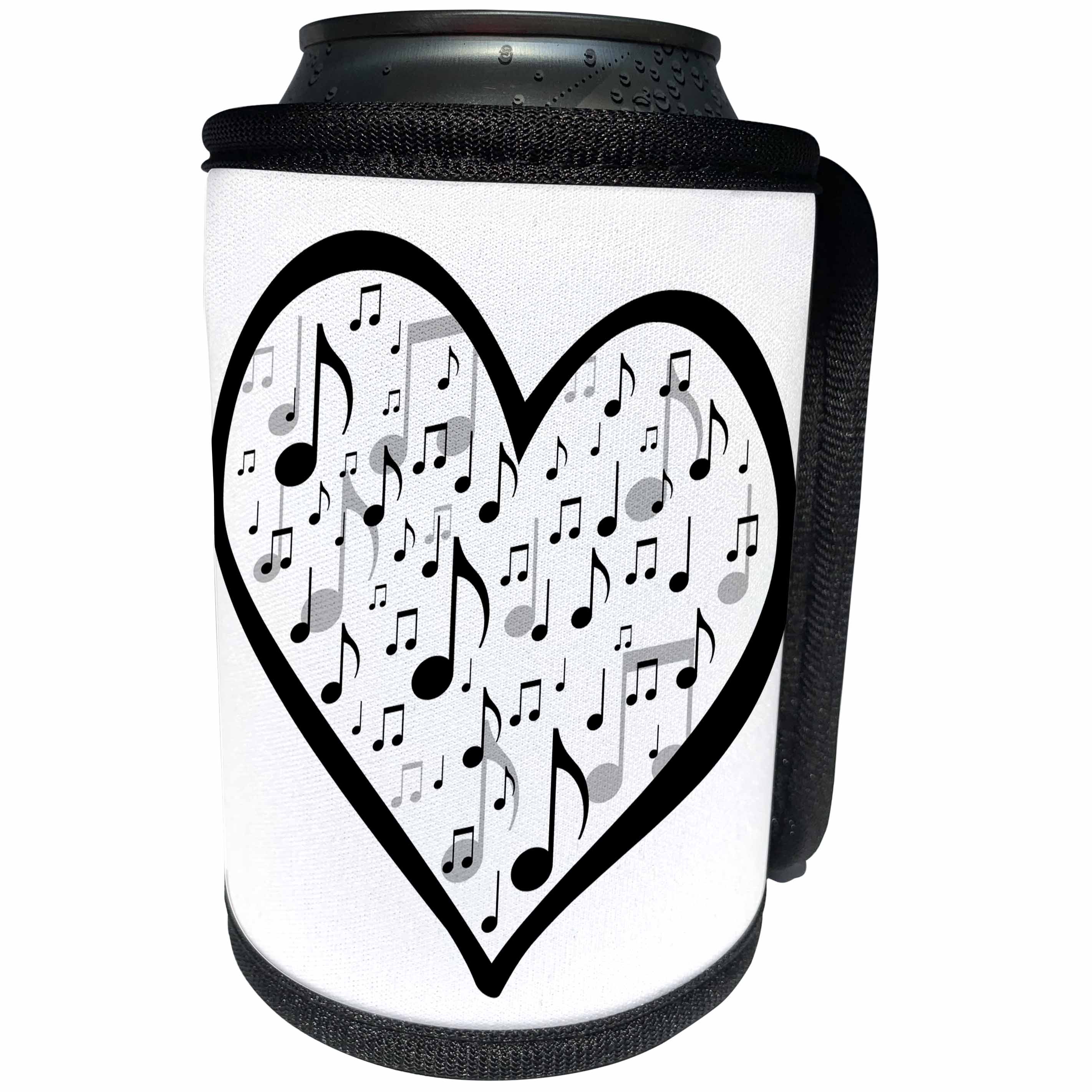 3dRose BrooklynMeme Designs - Heart with music notes inside - Can Cooler Bottle Wrap (cc_253734)