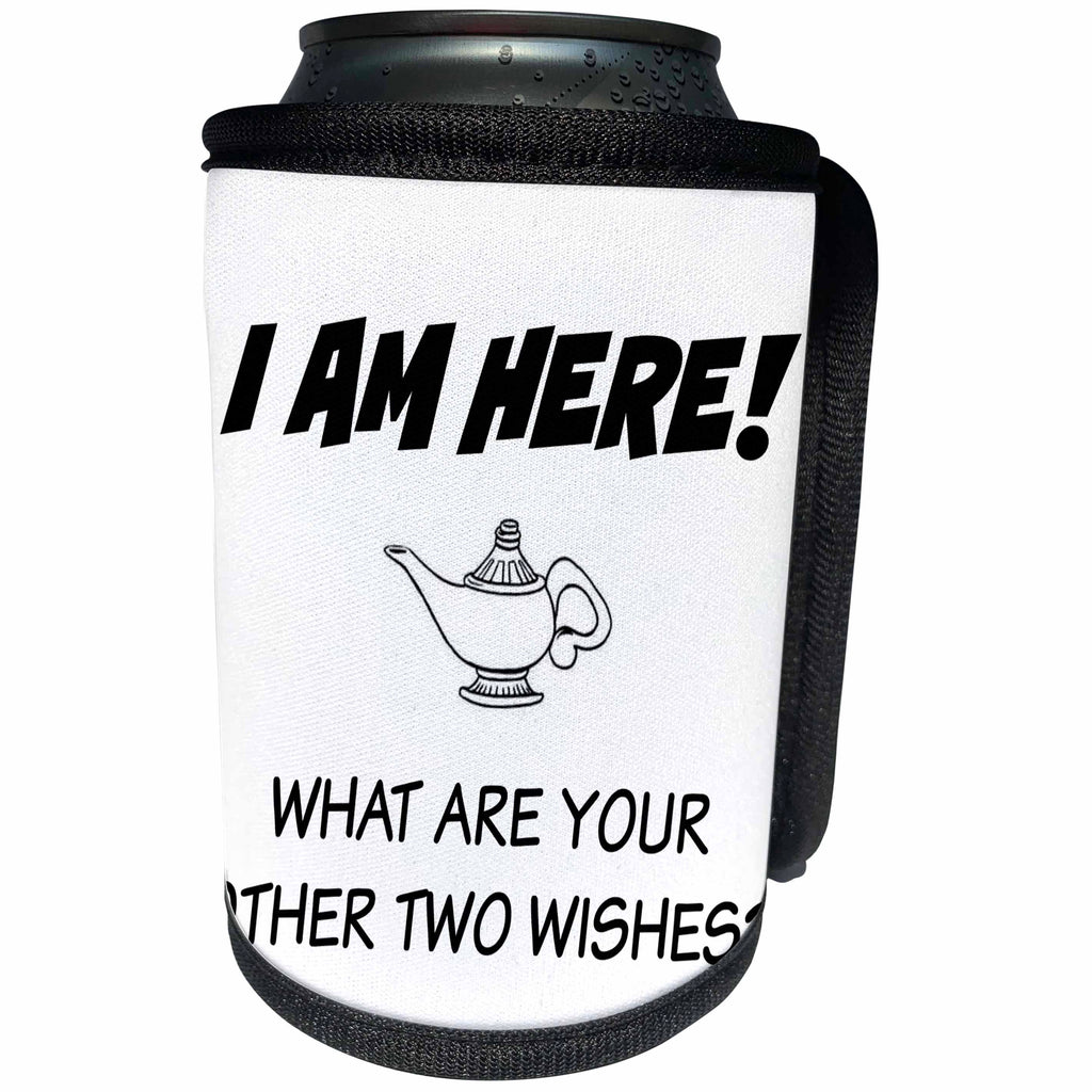 3dRose BrooklynMeme Funny Sayings - I am here What are your other two wishes - Can Cooler Bottle Wrap (cc_253744)
