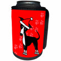 3dRose Janna Salak Designs Dogs - Cute Black Italian Greyhound Red with Santa Hat - Can Cooler Bottle Wrap (cc_25375)