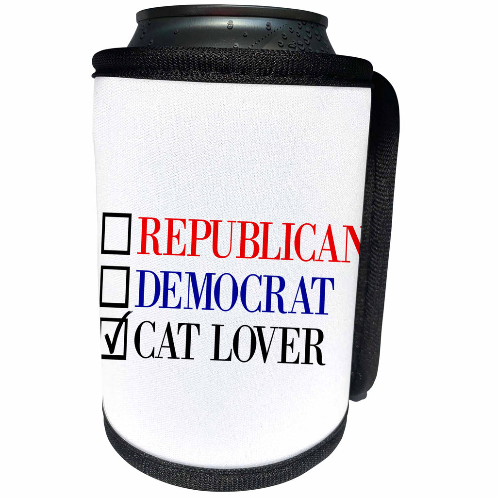 3dRose BrooklynMeme Cats - Republican Democrat Cat Lover - Can Cooler Bottle Wrap (cc_253758)
