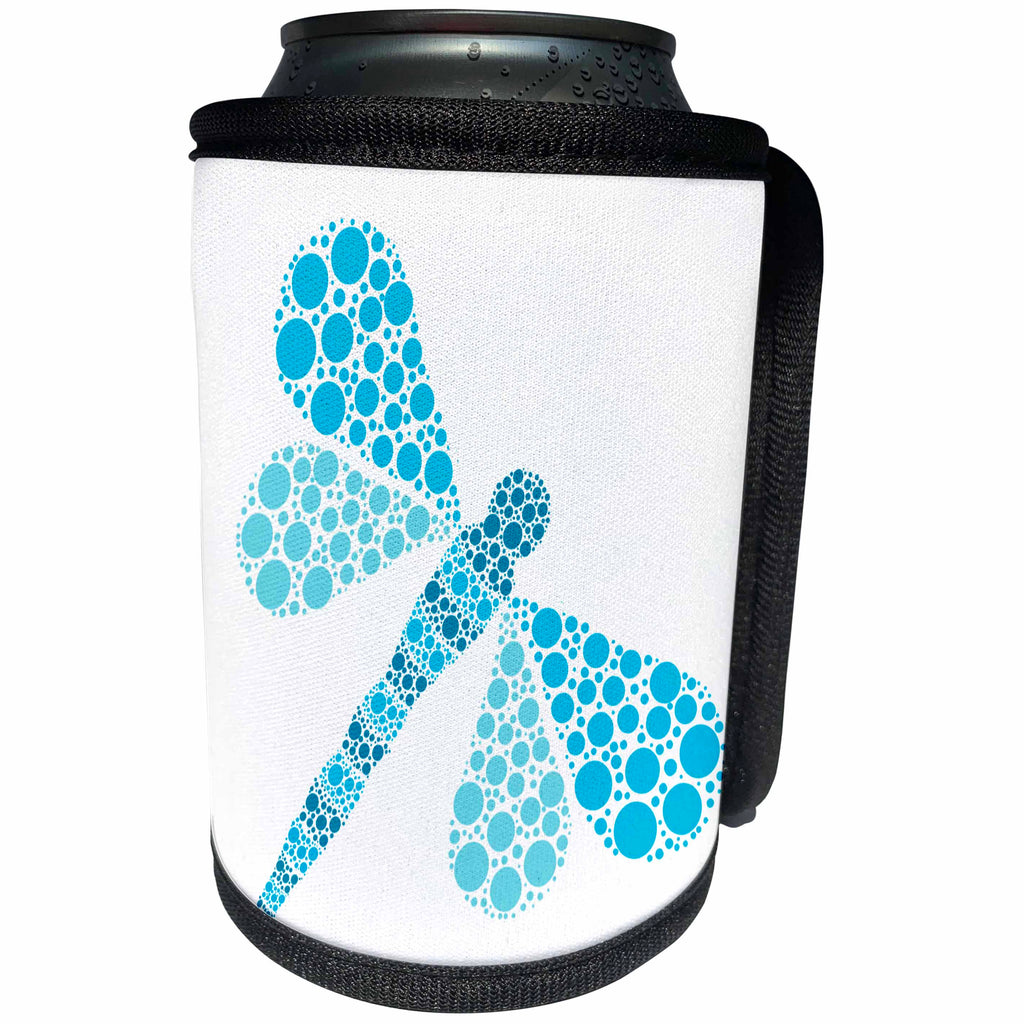 3dRose Janna Salak Designs Prints and Patterns - Blue Pointillism Dragonfly - Can Cooler Bottle Wrap (cc_25376)