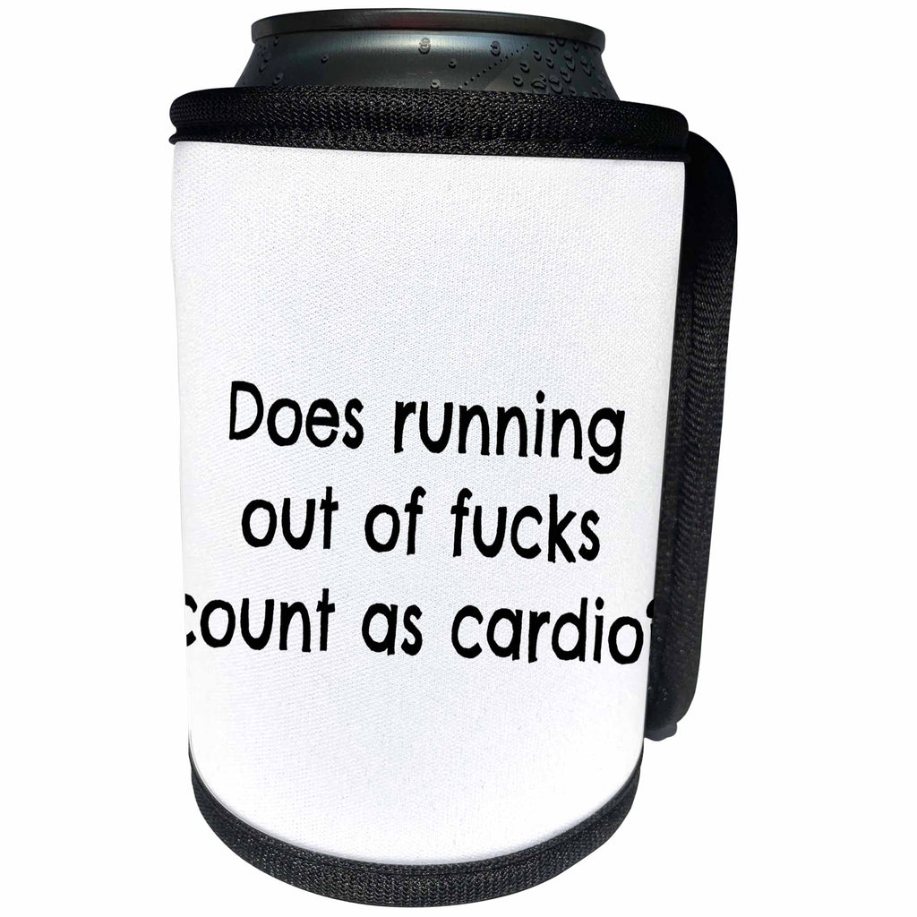 3dRose BrooklynMeme Funny Sayings - Does running out of fucks count as cardio - Can Cooler Bottle Wrap (cc_253763)