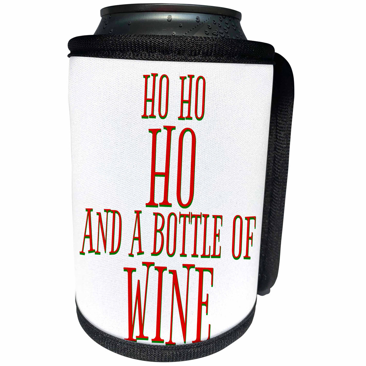 3dRose BrooklynMeme Holidays - Ho Ho Ho and a bottle of wine - Can Cooler Bottle Wrap (cc_253766)