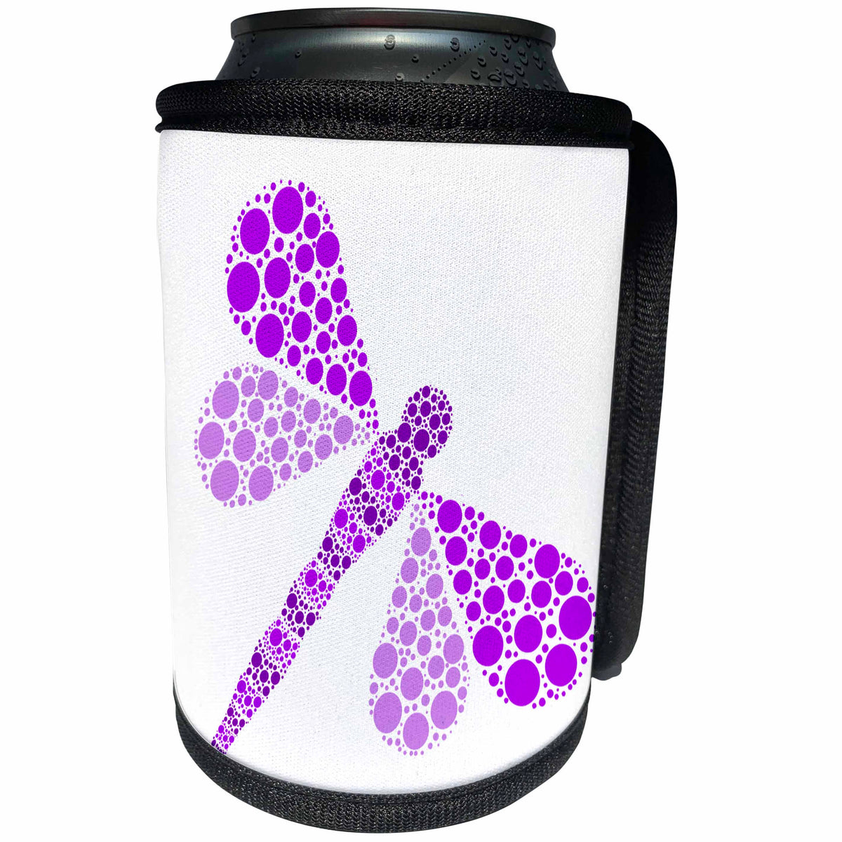 3dRose Janna Salak Designs Prints and Patterns - Purple Pointillism Dragonfly - Can Cooler Bottle Wrap (cc_25377)