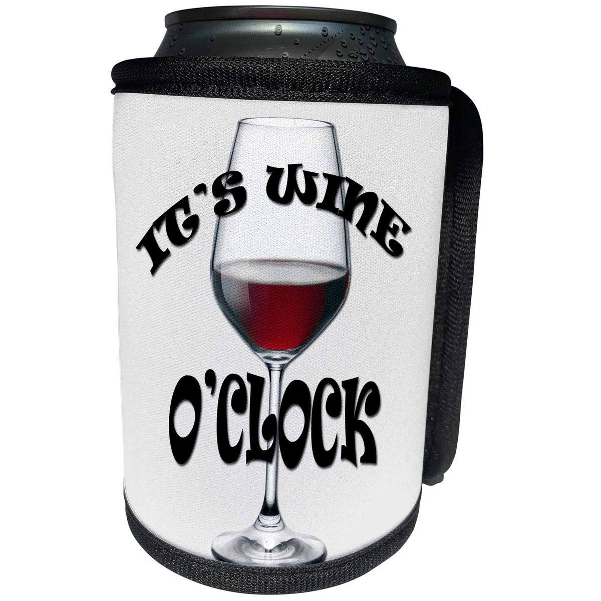 3dRose RinaPiro - Wine Quotes - Its wine oclock. Funny quotes. - Can Cooler Bottle Wrap (cc_253789)