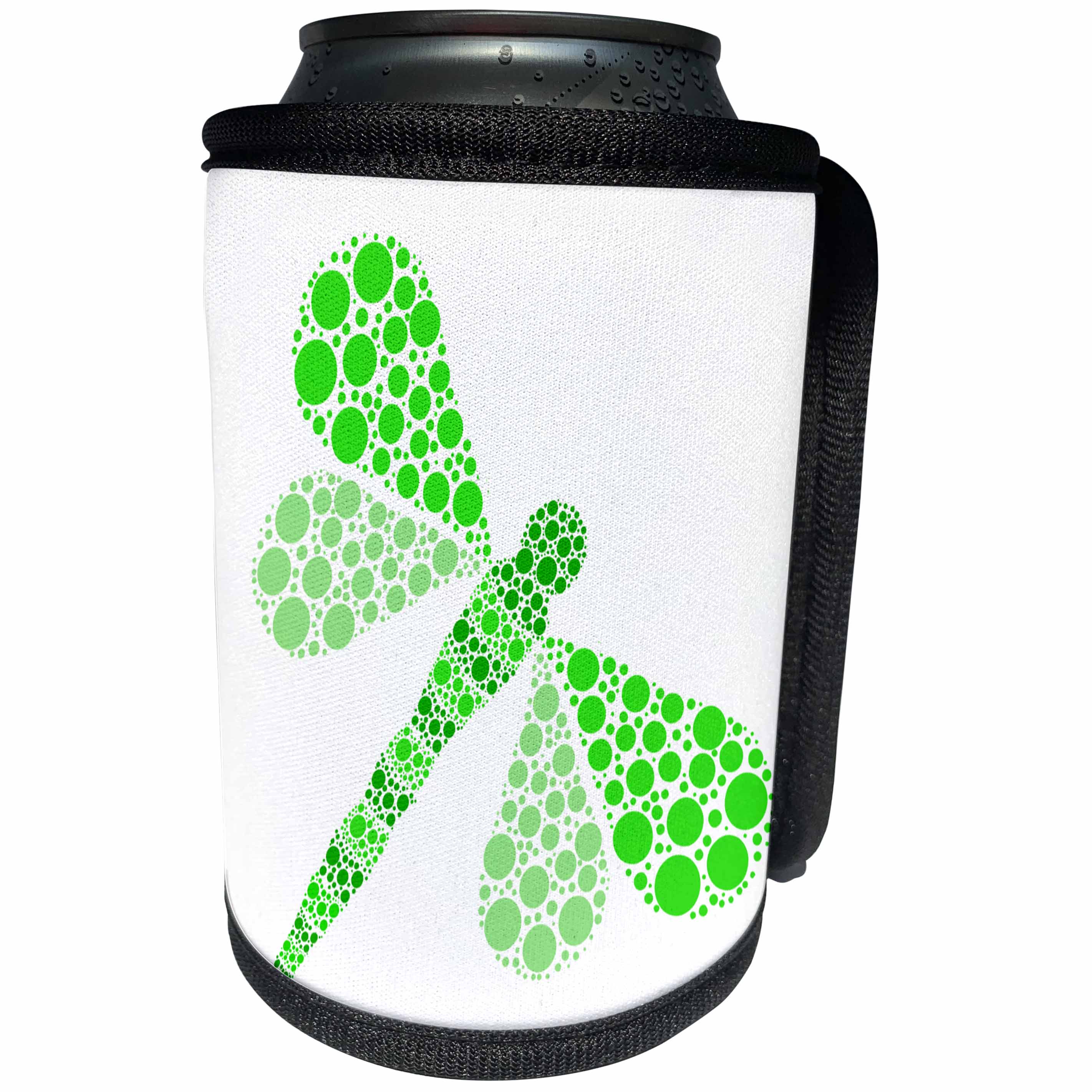 3dRose Janna Salak Designs Prints and Patterns - Green Pointillism Dragonfly - Can Cooler Bottle Wrap (cc_25379)