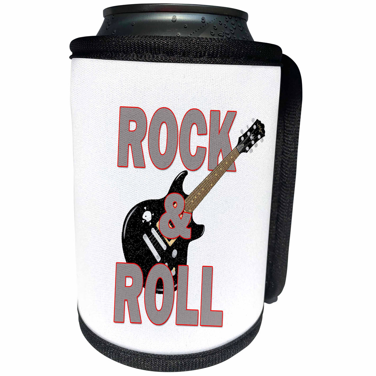 3dRose RinaPiro - Funny Quotes - Rock and Roll. Music. Guitar. - Can Cooler Bottle Wrap (cc_253799)
