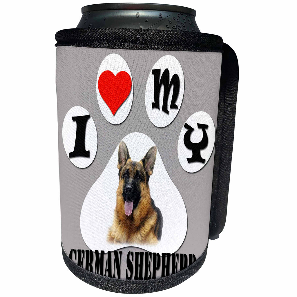3dRose RinaPiro - Dogs - I love my German Shepherd. The smartest dog. Best friend. - Can Cooler Bottle Wrap (cc_253810)