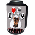 3dRose RinaPiro - Dogs - I love my Yorkie. Cute puppy. - Can Cooler Bottle Wrap (cc_253812)