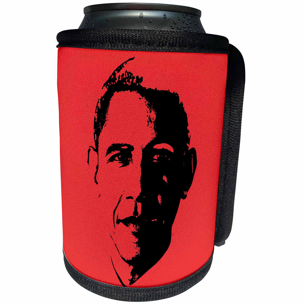 3dRose RinaPiro - Political Quotes - USA President Barack Obama. Red background. - Can Cooler Bottle Wrap (cc_253816)