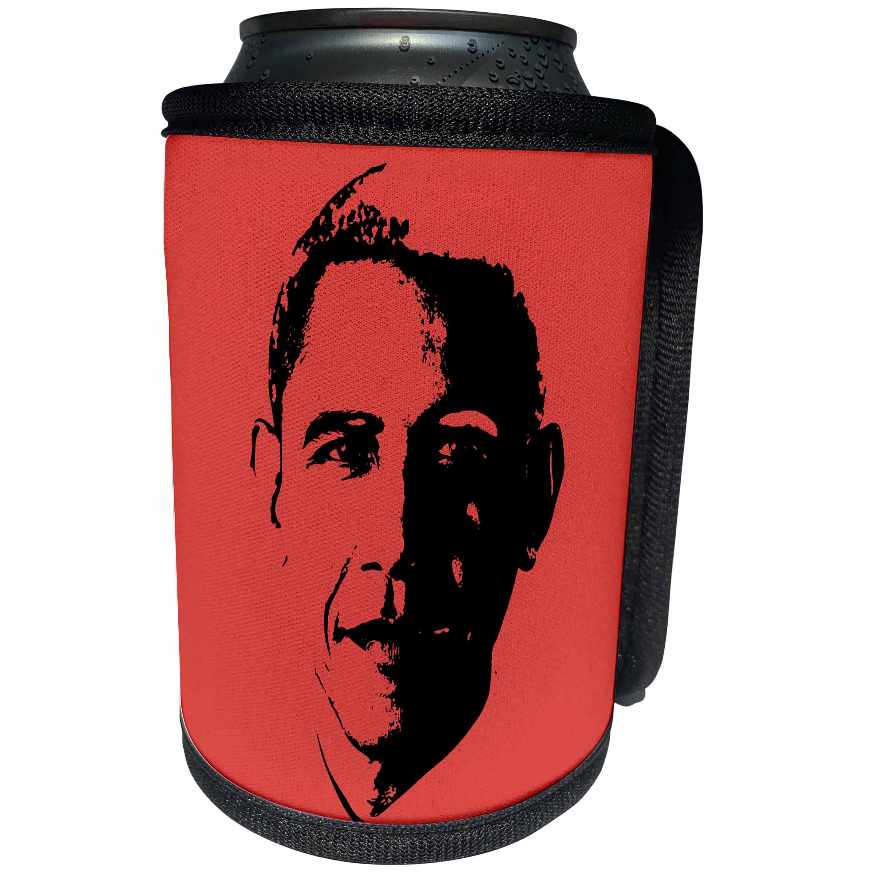 3dRose RinaPiro - Political Quotes - USA President Barack Obama. Red background. - Can Cooler Bottle Wrap (cc_253816)