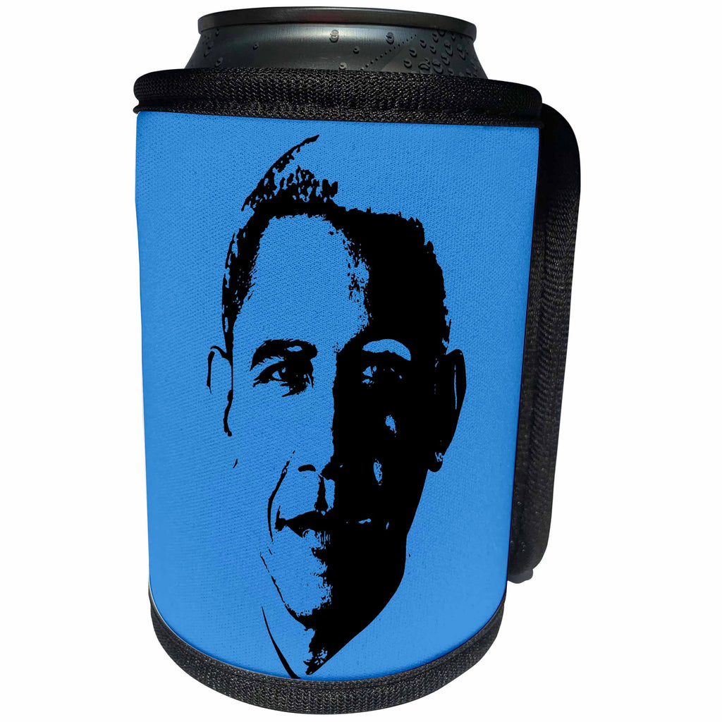 3dRose RinaPiro - Political Quotes - USA President Barack Obama. Blue background. - Can Cooler Bottle Wrap (cc_253818)