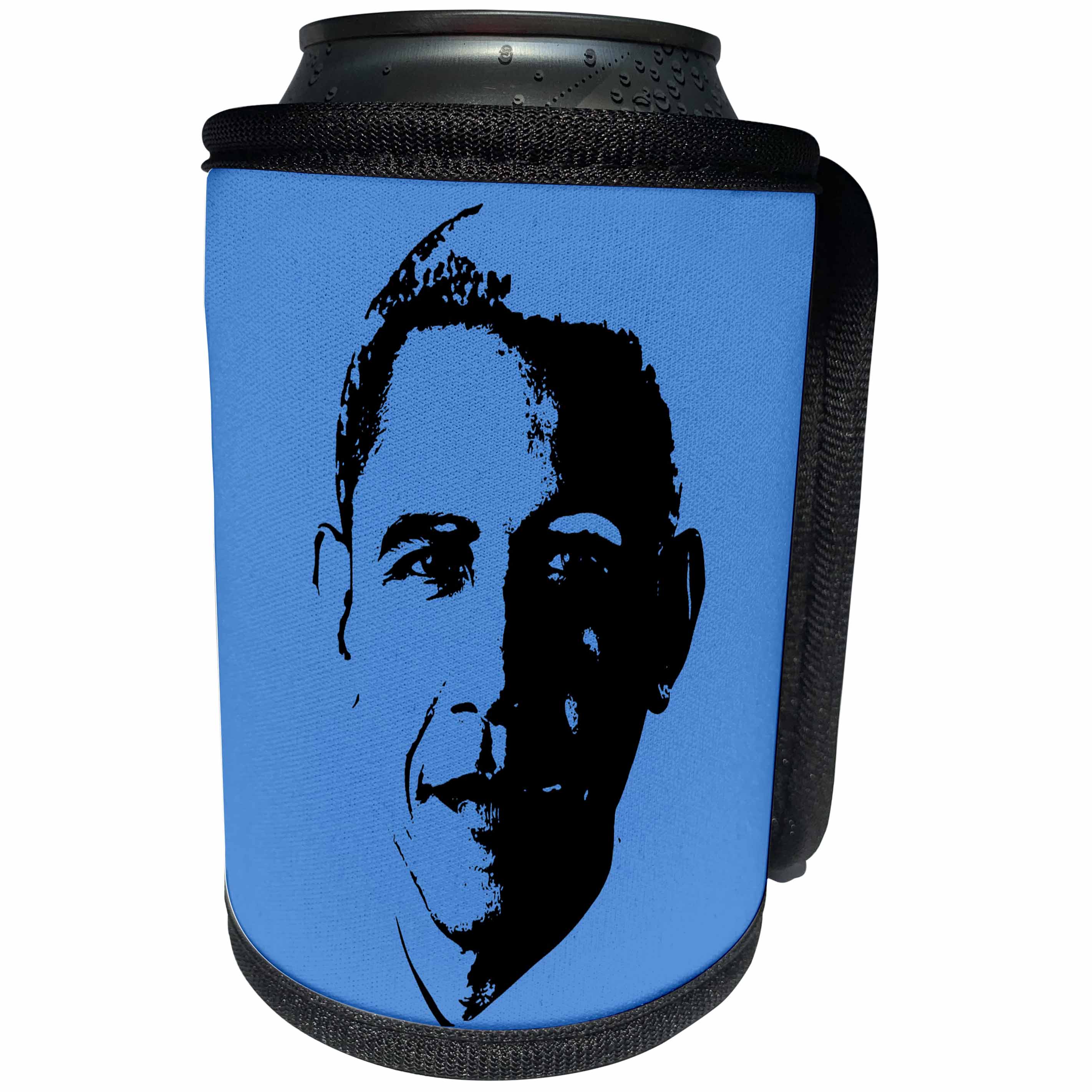 3dRose RinaPiro - Political Quotes - USA President Barack Obama. Blue background. - Can Cooler Bottle Wrap (cc_253818)