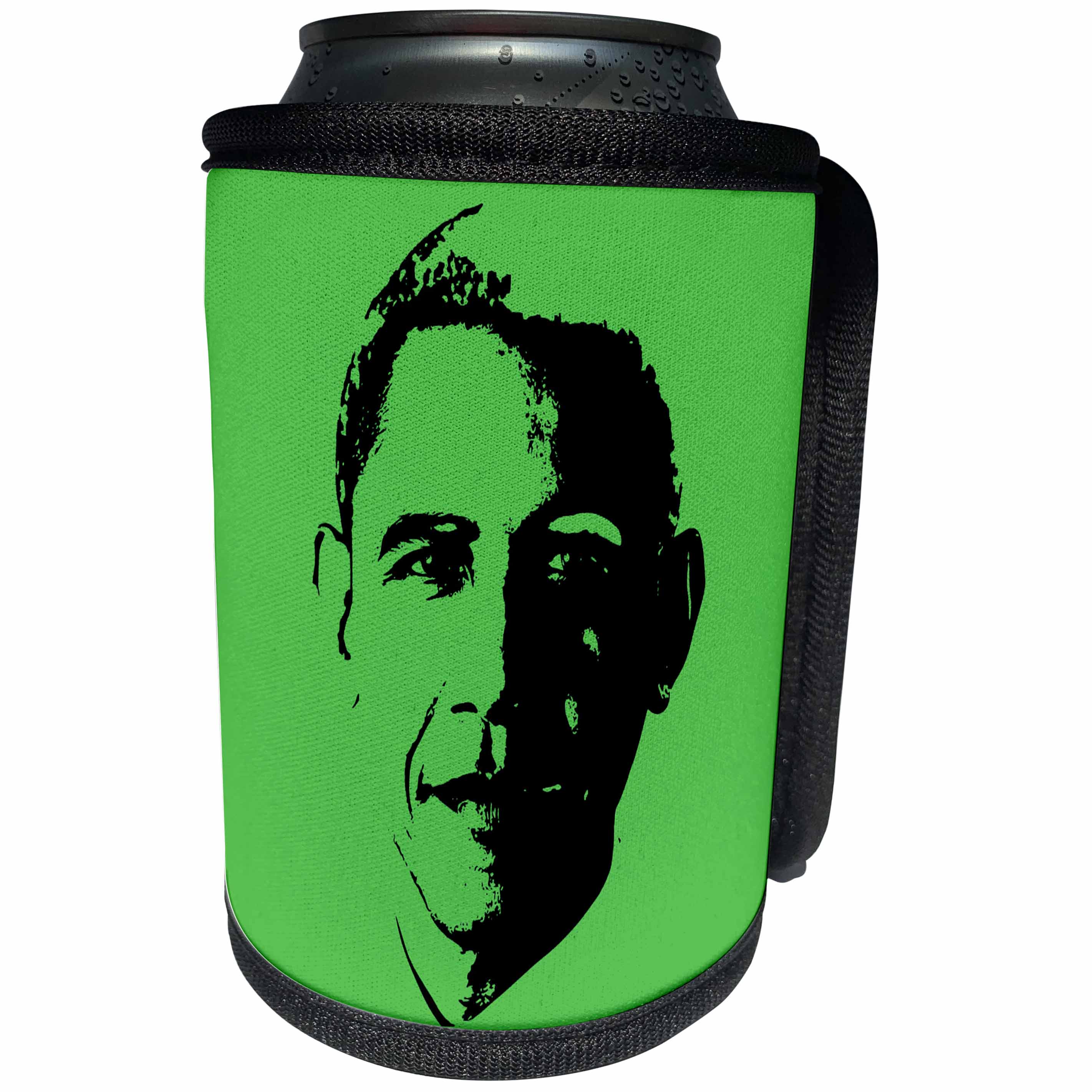 3dRose RinaPiro - Political Quotes - USA President Barack Obama. Green background. - Can Cooler Bottle Wrap (cc_253819)