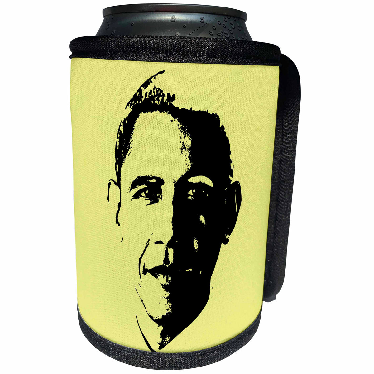 3dRose RinaPiro - Political Quotes - USA President Barack Obama. Yellow background. - Can Cooler Bottle Wrap (cc_253820)