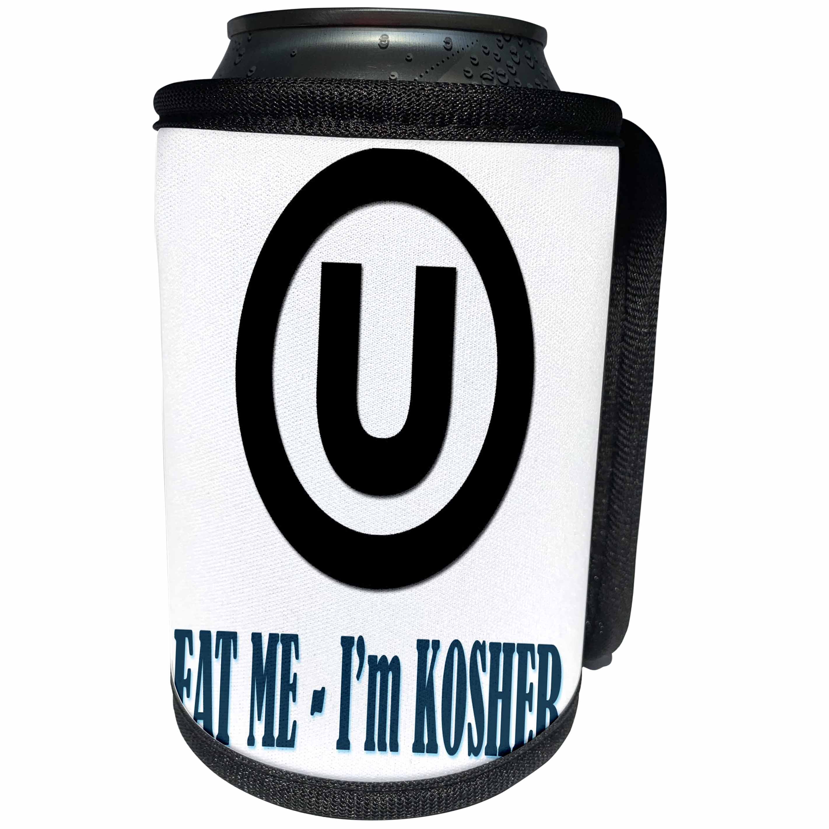 3dRose RinaPiro - Jewish Quotes - Eat me Im Kosher. Love Israel. Funny saying. - Can Cooler Bottle Wrap (cc_253824)