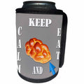 3dRose RinaPiro - Jewish Quotes - Keep calm and eat challah. Jewish bread. Shabbat. Love Israel. - Can Cooler Bottle Wrap (cc_253827)