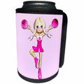 3dRose RinaPiro - Kids - Cheerleader. Little girl. Pink. - Can Cooler Bottle Wrap (cc_253836)