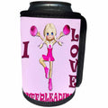3dRose RinaPiro - Sport Quotes - I love cheerleading. Pink. - Can Cooler Bottle Wrap (cc_253837)