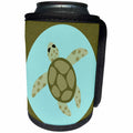 3dRose Janna Salak Designs Under the Sea - Cute Sea Turtle Green and Blue - Can Cooler Bottle Wrap (cc_25384)