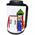 3dRose Boehm Graphics Cartoon - Cartoon Children on a Playground Set - Can Cooler Bottle Wrap (cc_254000)