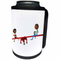 3dRose Boehm Graphics Cartoon - Two Cartoon African American Boys on a See Saw - Can Cooler Bottle Wrap (cc_254002)