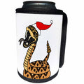 3dRose All Smiles Art Holidays - Funny Rattlesnake in Santa Hat Christmas Art - Can Cooler Bottle Wrap (cc_254012)