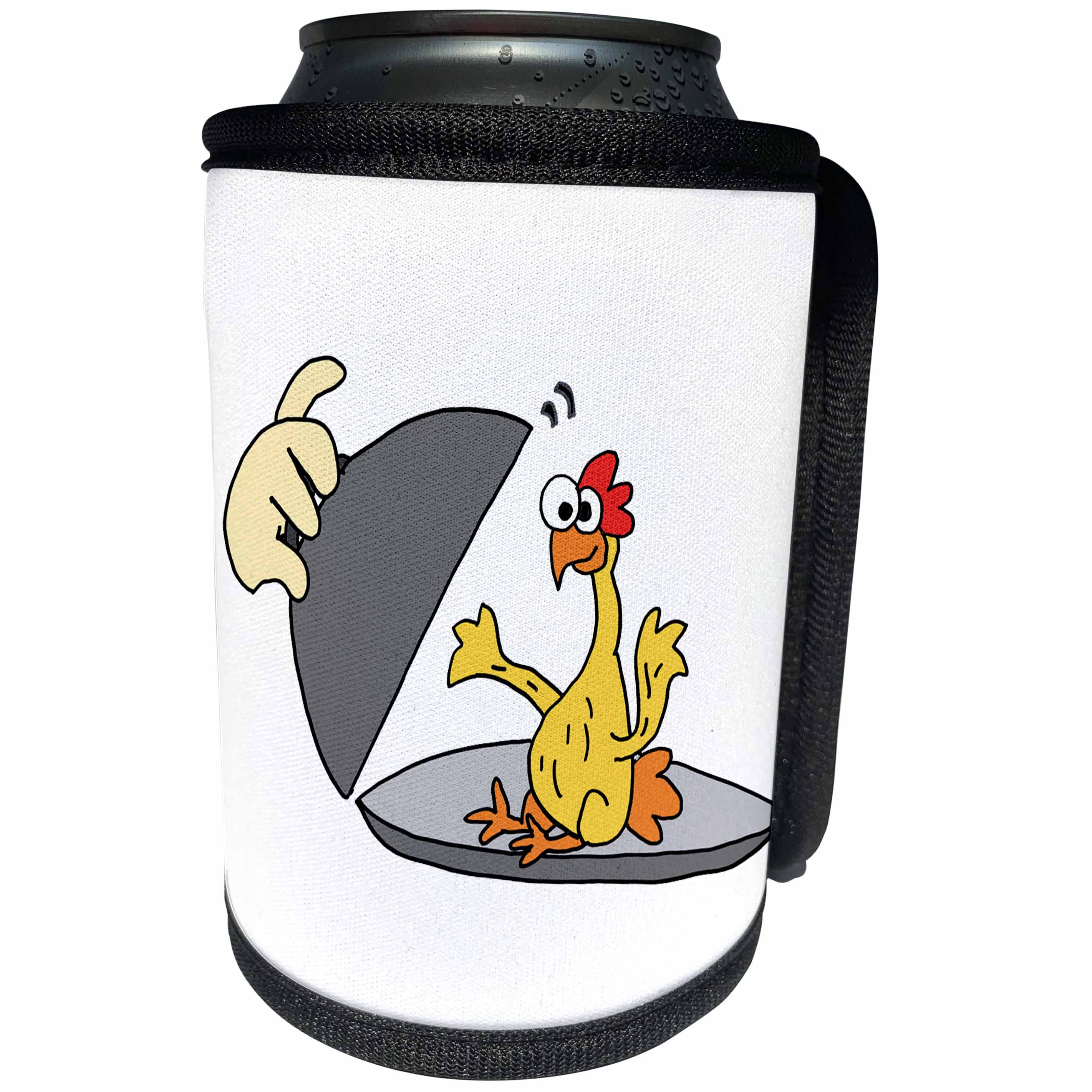 3dRose All Smiles Art Funny - Funny Rubber Chicken being Served for Dinner - Can Cooler Bottle Wrap (cc_254013)
