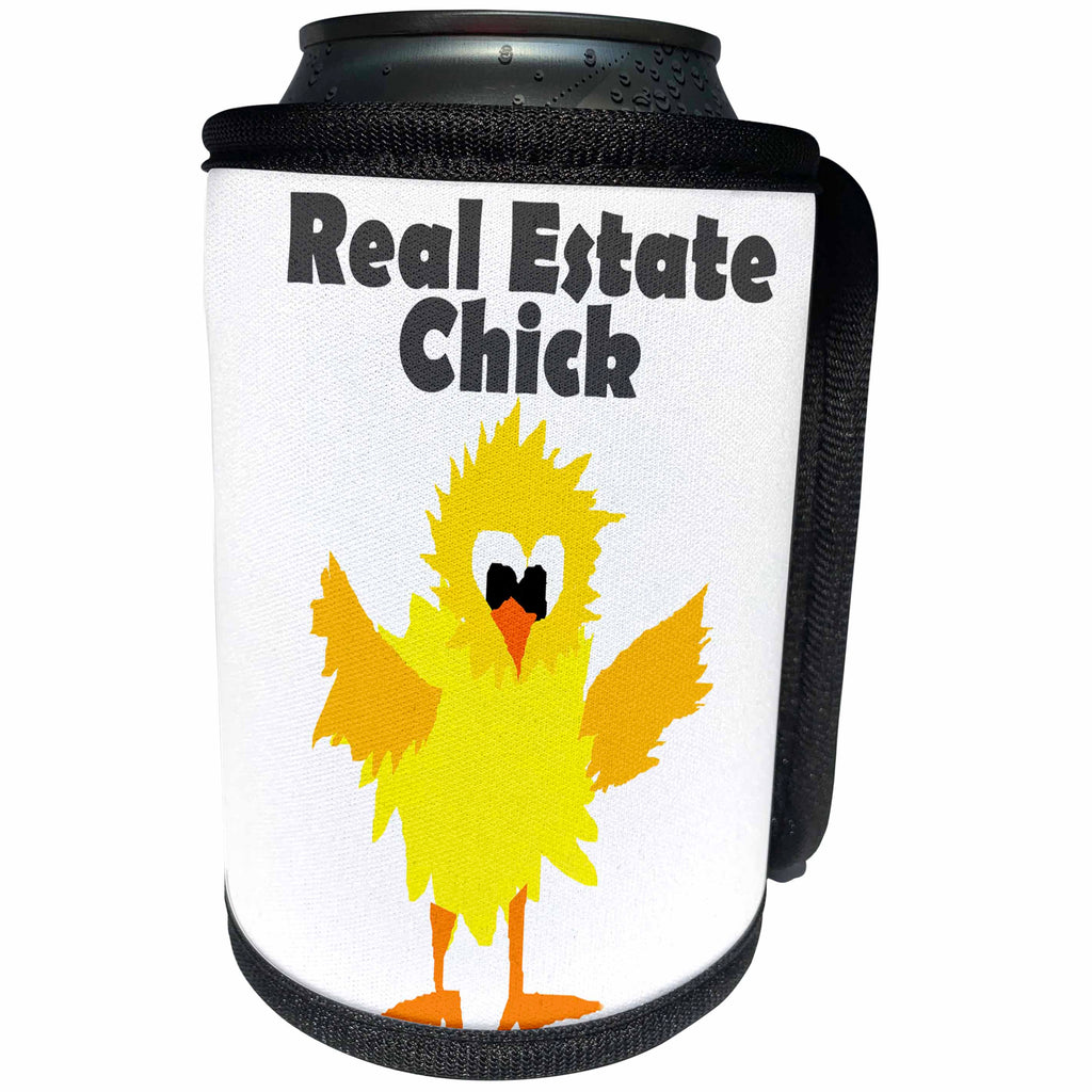 3dRose All Smiles Art Funny - Funny Real Estate Chick Cartoon - Can Cooler Bottle Wrap (cc_254015)
