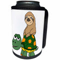 3dRose All Smiles Art Animals - Funny Sloth Riding Turtle Cartoon - Can Cooler Bottle Wrap (cc_254016)